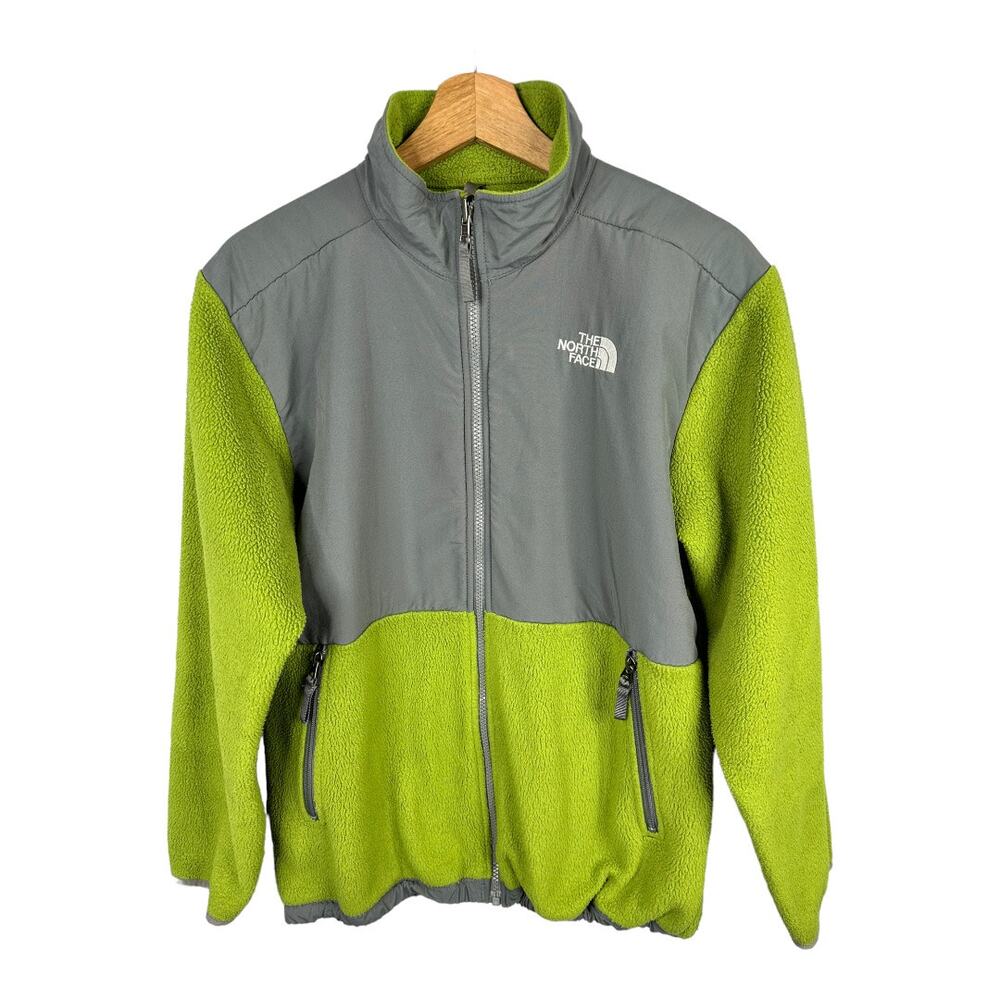 The North Face Boys size XL Denali Polartec Full Zip Up Fleece Jacket Green Gray